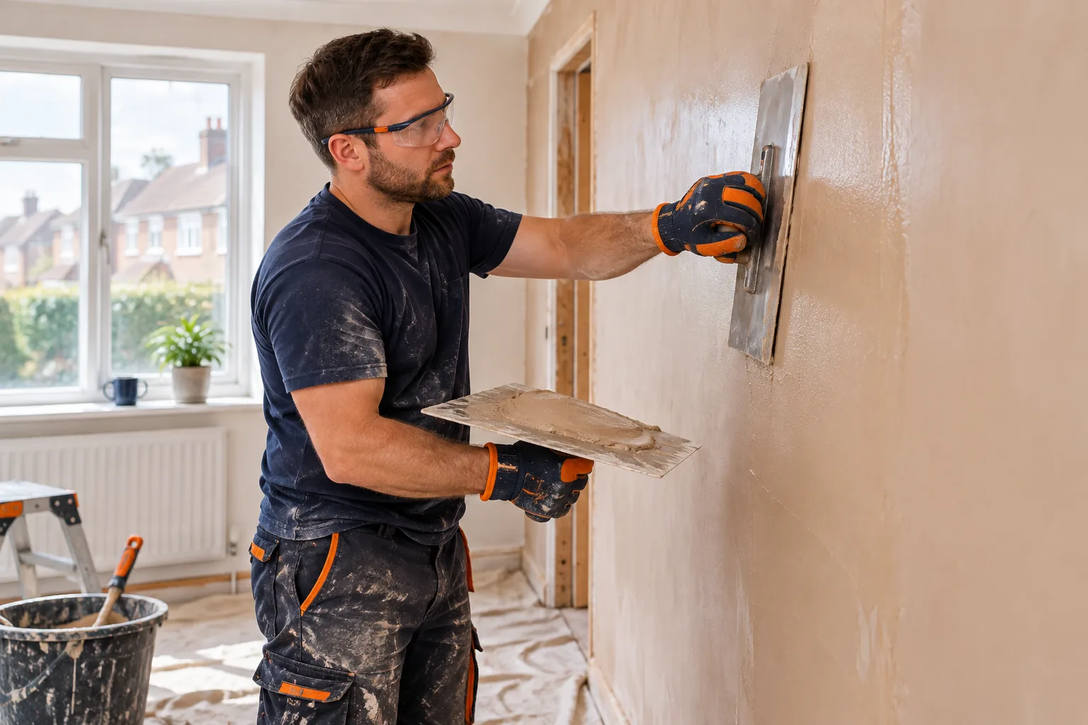 Illustrative skimming work in a UK home