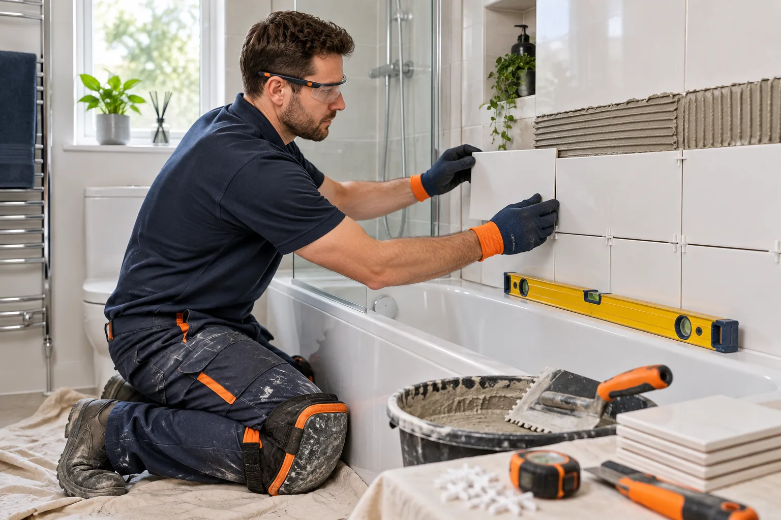 Illustrative tiling work in a UK home